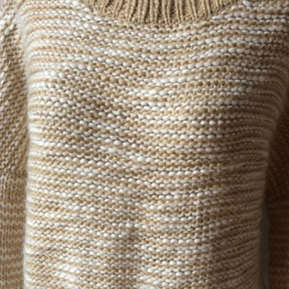 Nordstrom Trouvé Tan Stripe Reverse Stitch Wool Sweater S - Picture 3 of 3